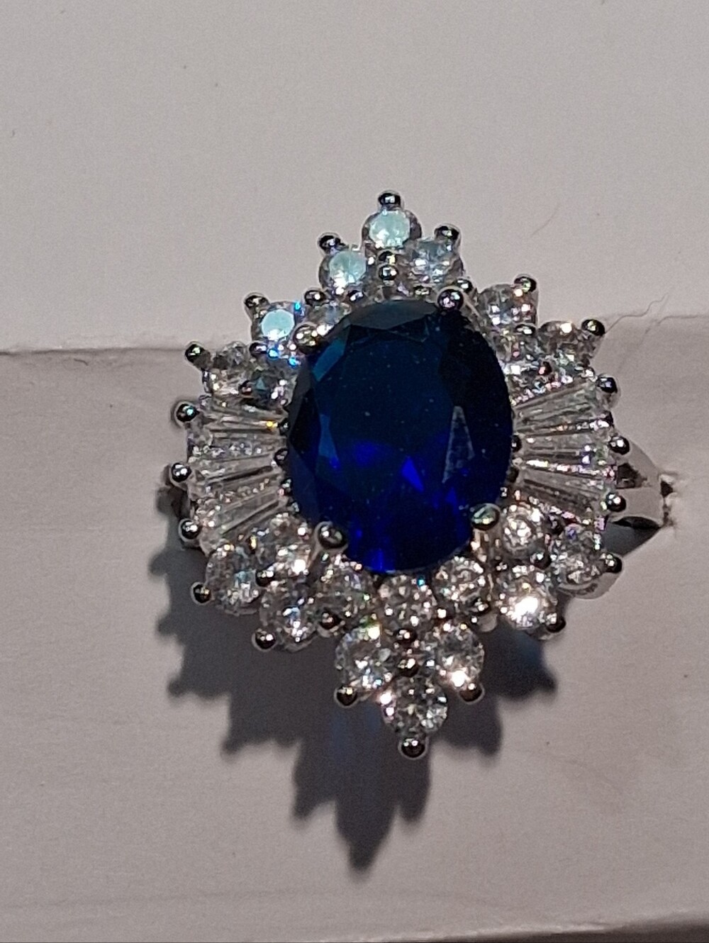 Blue sapphire cocktail ring size 7.5.